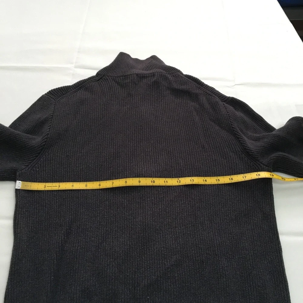 Polo Ralph Lauren Full Zip Sweater Mens Medium Dark Gray Ribbed Cotton Knit
